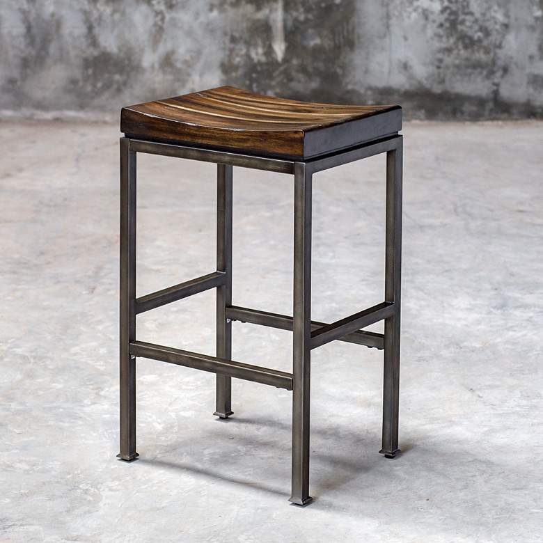 Image 6 Uttermost Beck 30" Burnished Dark Walnut Bar Stool more views