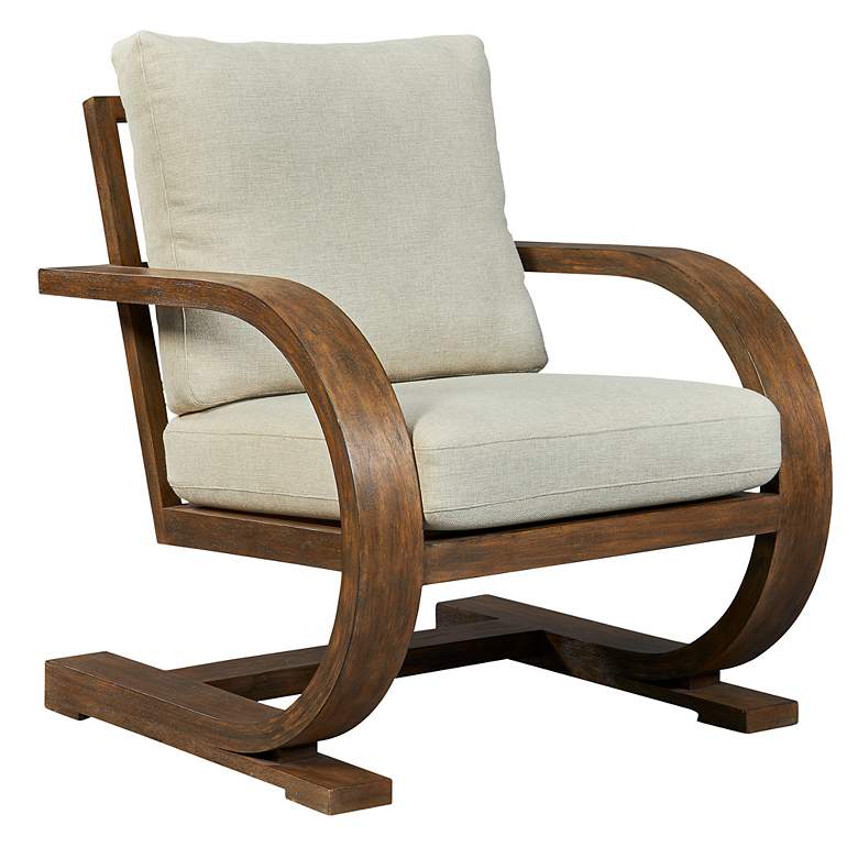 Image 3 Uttermost Bedrich Weathered Pecan and Neutral Accent Chair more views