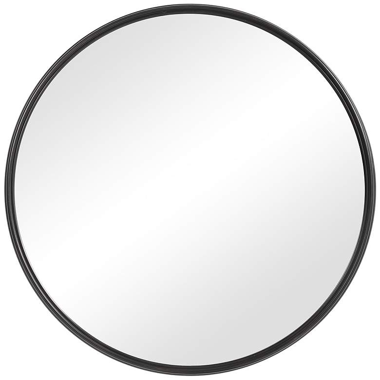 Image 2 Uttermost Belham Aged Satin Black/Bronze 35" Round Wall Mirror