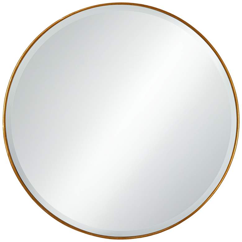 Image 2 Uttermost Belinda Shiny Antiqued Gold 34" Round Wall Mirror
