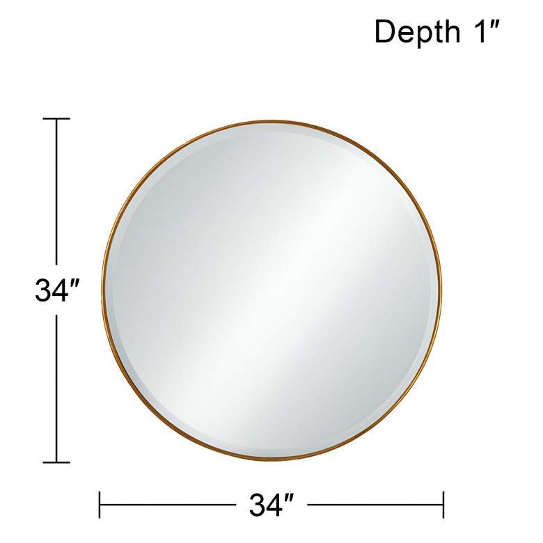 Image 7 Uttermost Belinda Shiny Antiqued Gold 34" Round Wall Mirror more views