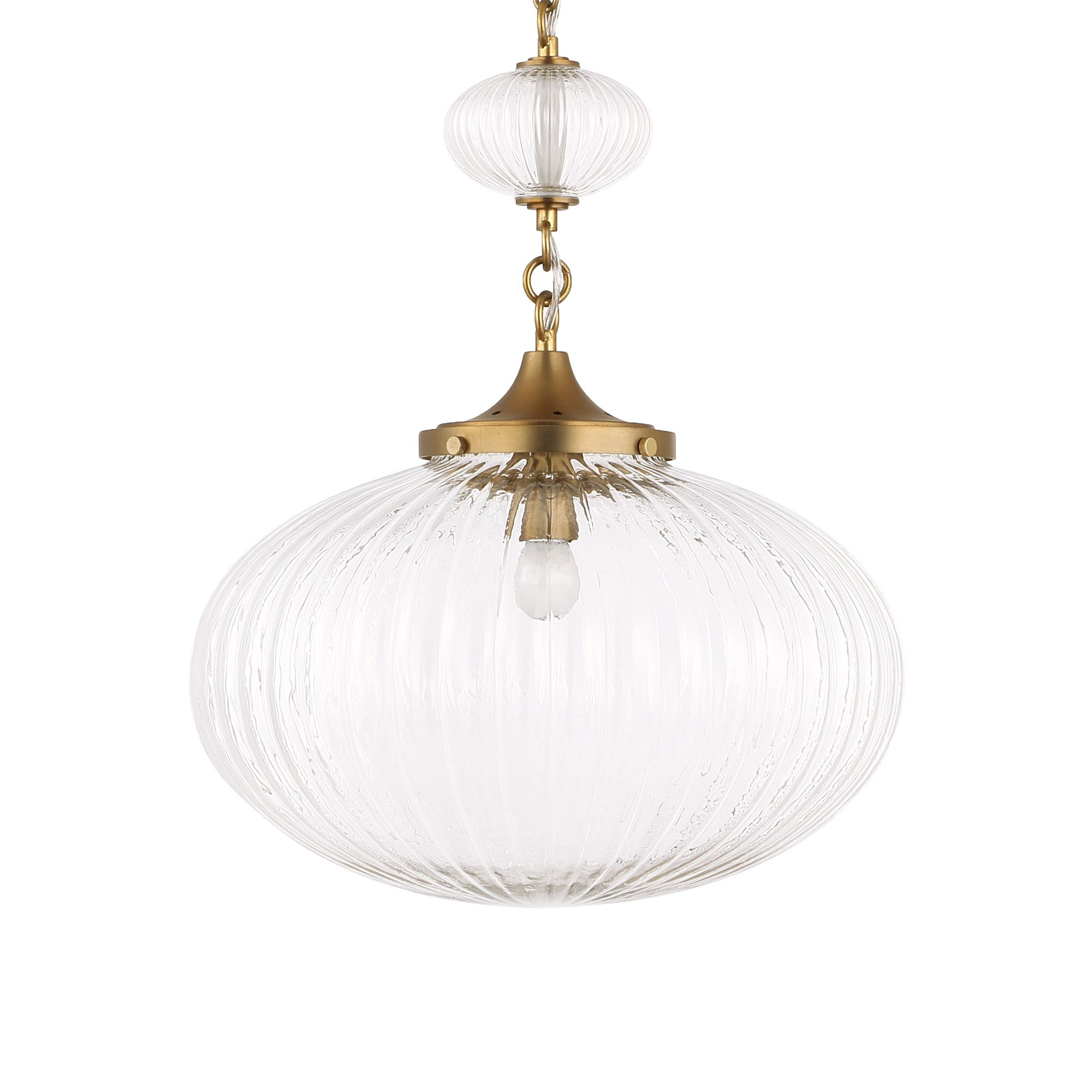 Image 4 Uttermost Bellaire 16 1/2" Wide Brass 1-Light Glass Pendant more views