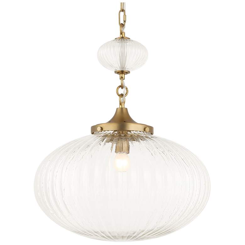 Image 1 Uttermost Bellaire 16 1/2" Wide Brass 1-Light Glass Pendant