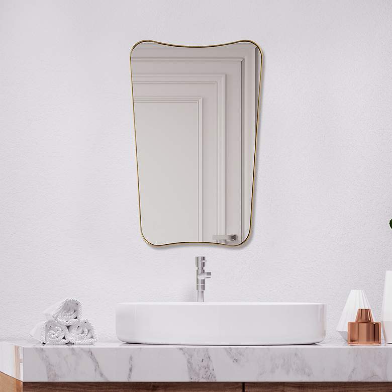 Image 7 Uttermost Belvoir 34" x 22" Antique Brass Wall Mirror more views