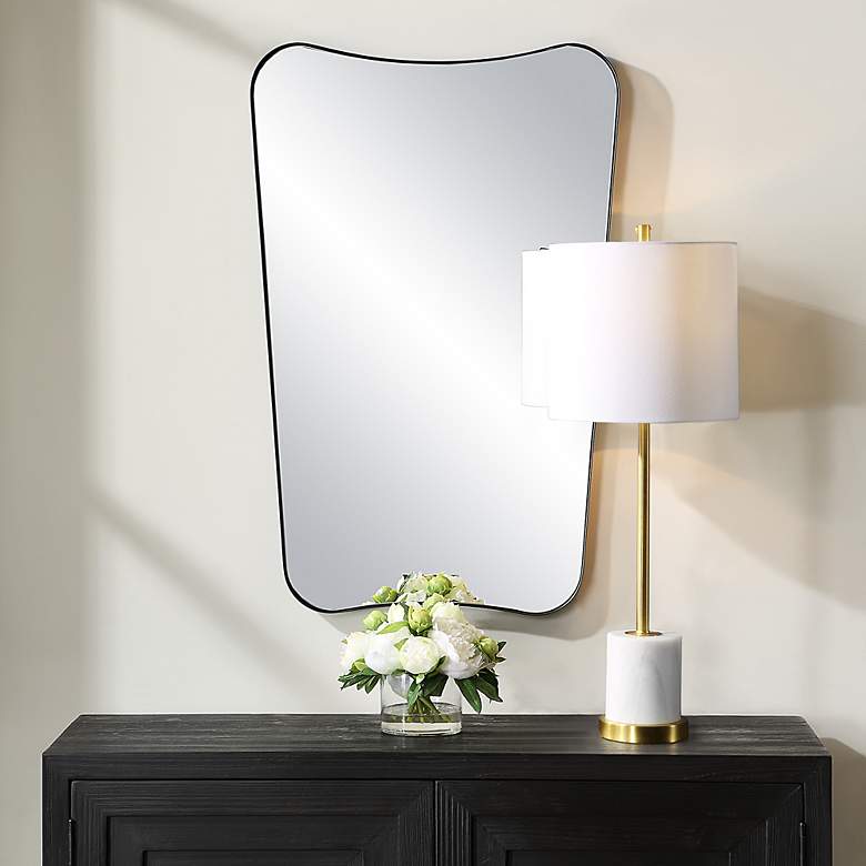 Image 2 Uttermost Belvoir Satin Black 22" x 34" Vanity Wall Mirror