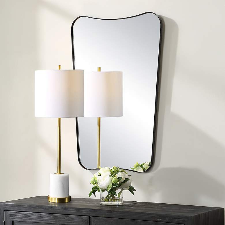 Image 4 Uttermost Belvoir Satin Black 22" x 34" Vanity Wall Mirror more views