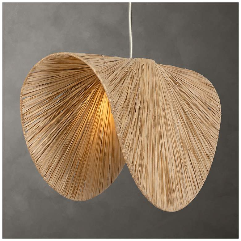 Image 1 Uttermost Bend 28 3/4" Wide x 15" Deep 1 Lt Raffia Palm Pendant