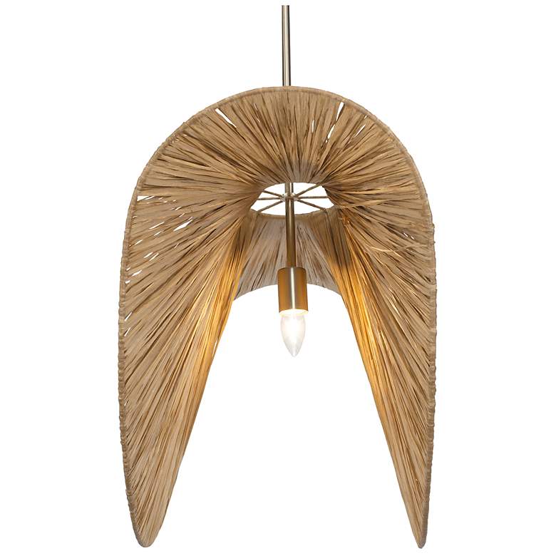 Image 4 Uttermost Bend 28 3/4" Wide x 15" Deep 1 Lt Raffia Palm Pendant more views