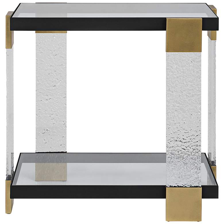 Image 2 Uttermost Bendena 25" Wide Satin Black and Glass Side Table