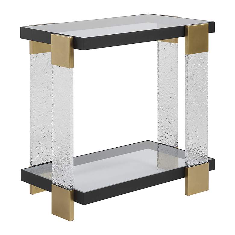 Image 4 Uttermost Bendena 25" Wide Satin Black and Glass Side Table more views