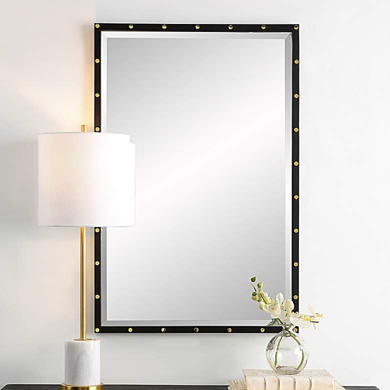 Image 2 Uttermost Benedo 35 7/8 inch x 24 inch Black and Brass Vanity Mirror