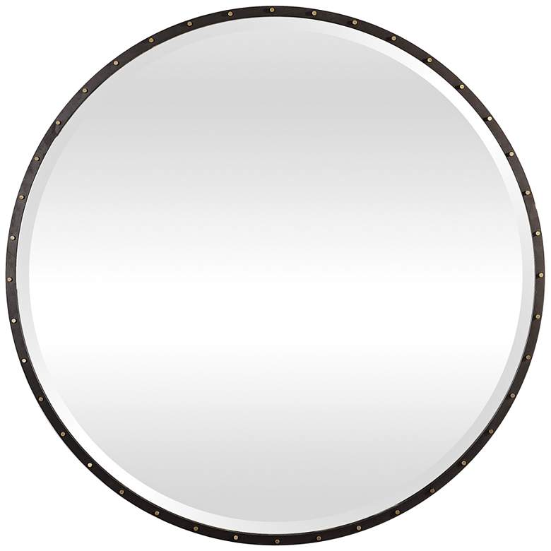 Image 2 Uttermost Benedo Rustic Black 42" Round Oversized Mirror