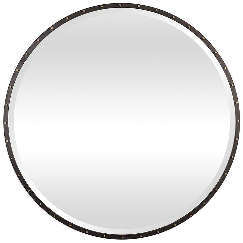 Image 2 Uttermost Benedo Rustic Black 42" Round Oversized Mirror