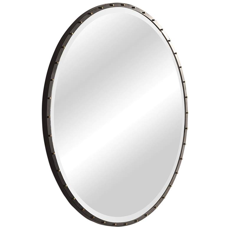 Image 3 Uttermost Benedo Rustic Black 42 inch Round Oversized Mirror more views