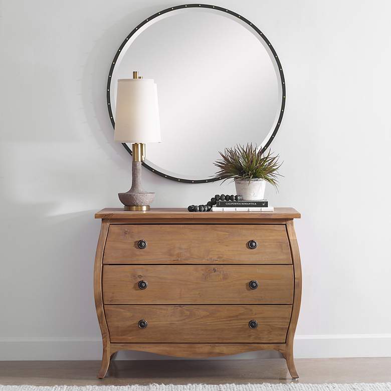 Image 4 Uttermost Benedo Rustic Black 42" Round Oversized Mirror more views