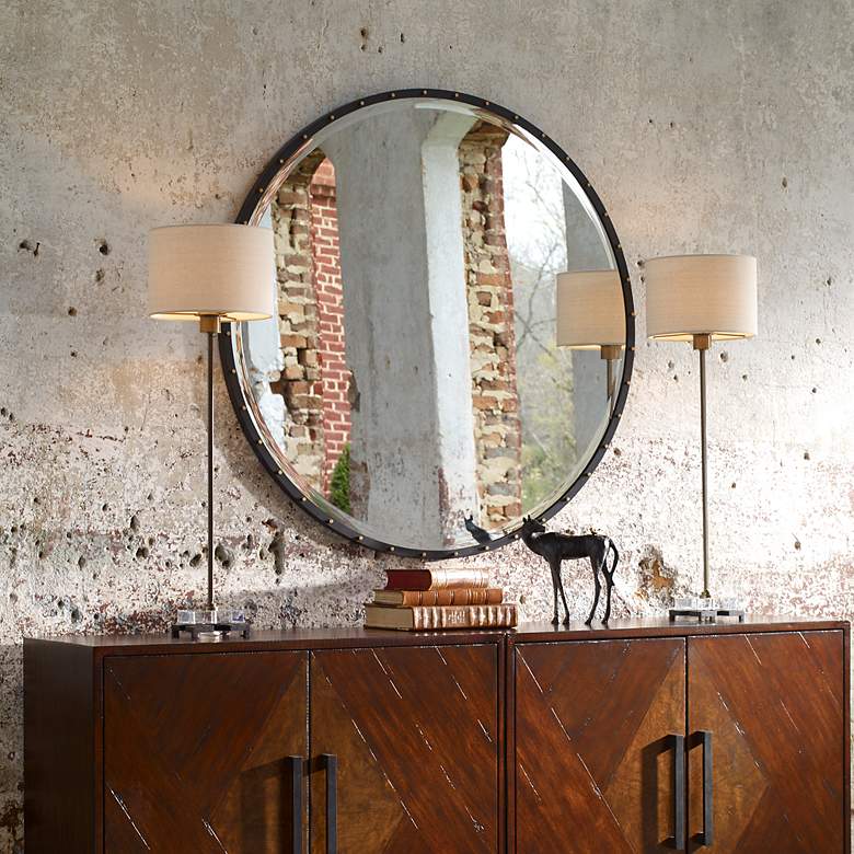 Image 5 Uttermost Benedo Rustic Black 42" Round Oversized Mirror more views