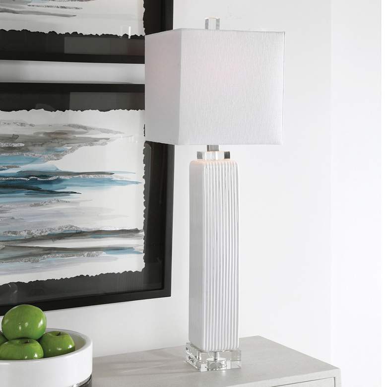 Image 1 Uttermost Bennett 32 1/2" Glossy White Ceramic Buffet Table Lamp