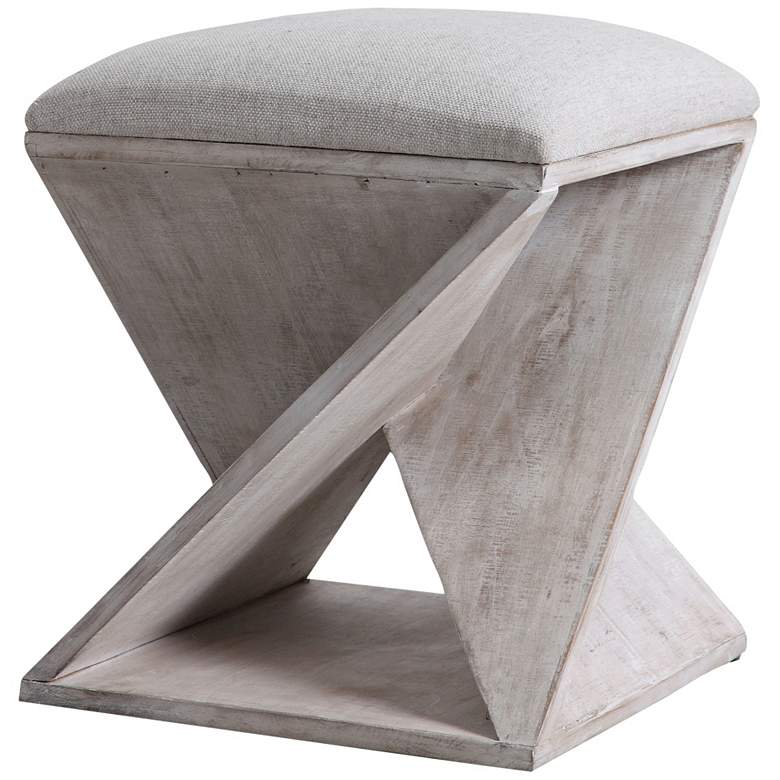 Image 1 Uttermost Benue White Washed Wood Accent Stool