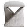 Uttermost Benue White Washed Wood Accent Stool