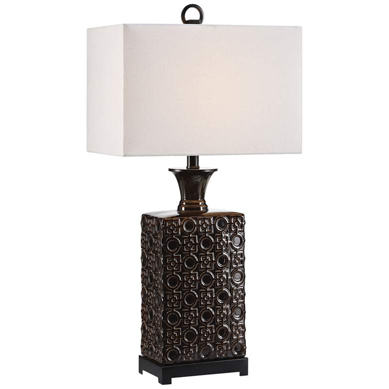 Image 1 Uttermost Bertoia Black Patterned Ceramic Table Lamp