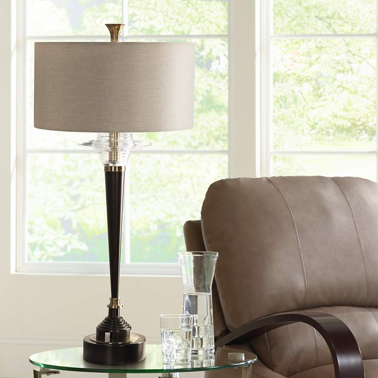 Image 1 Uttermost Berton Aged Black Table Lamp