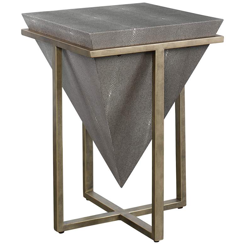 Image 2 Uttermost Bertrand 18 1/4 inchW Gray Faux Shagreen Accent Table