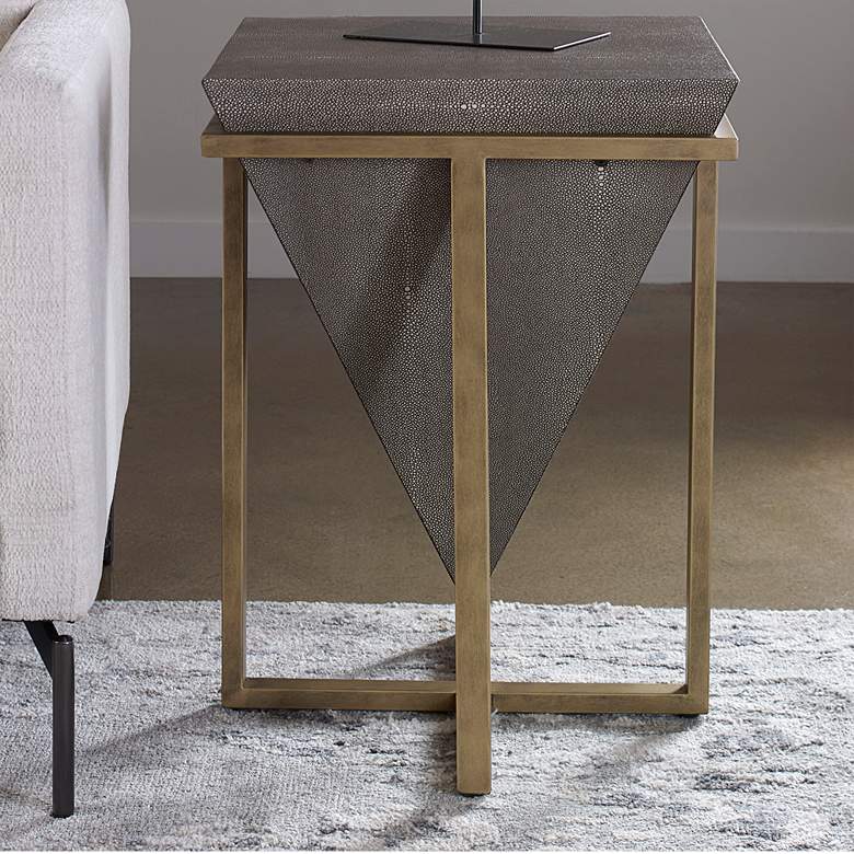 Image 1 Uttermost Bertrand 18 1/4 inchW Gray Faux Shagreen Accent Table