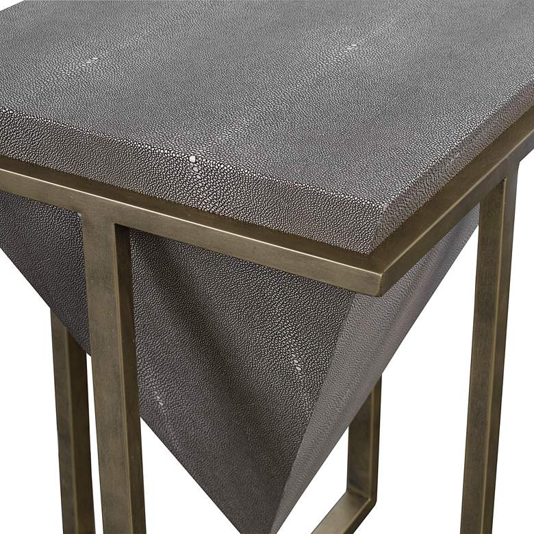 Image 5 Uttermost Bertrand 18 1/4 inchW Gray Faux Shagreen Accent Table more views