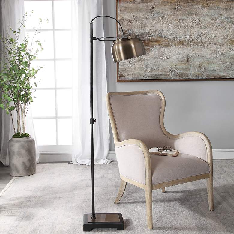 Image 5 Uttermost Bessemer 62" Plated Modern Brass and Black Floor Lamp more views