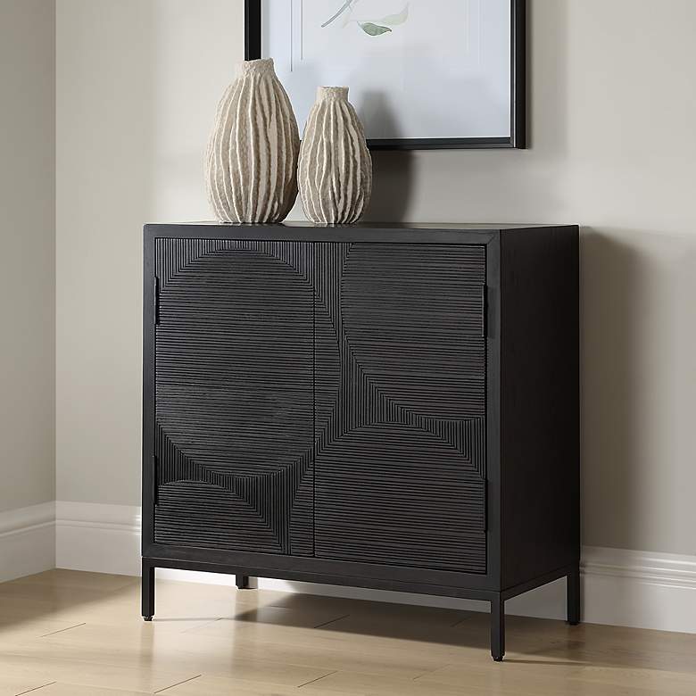 Image 3 Uttermost Beswick 31 1/2" Wide Matte Black 2-Door Cabinet more views