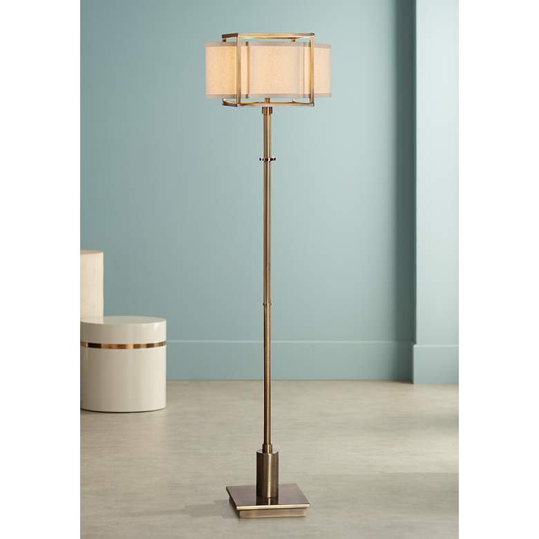Image 1 Uttermost Bettino 62 1/4 inch High Antique Brass Floor Lamp