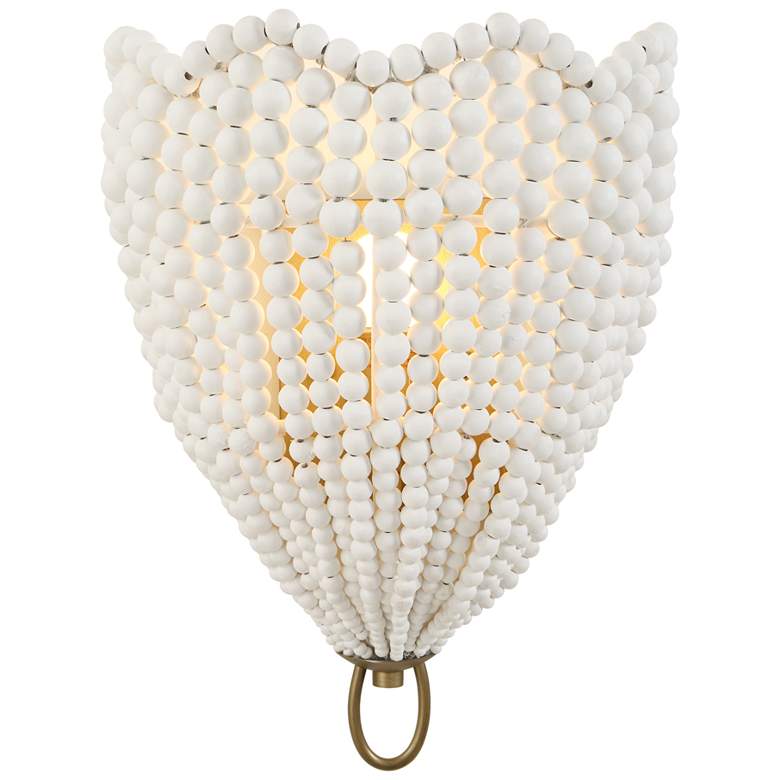 Image 1 Uttermost Biddeford 14" High White Wood Beaded 1-Light Sconce