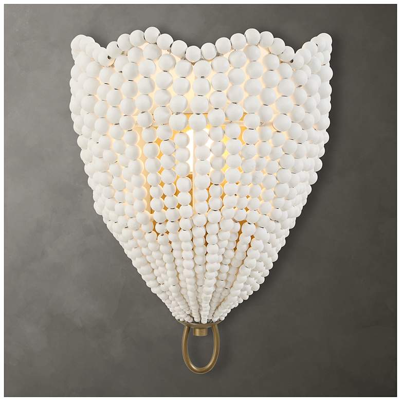 Image 1 Uttermost Biddeford 14" High White Wood Beaded 1-Light Sconce