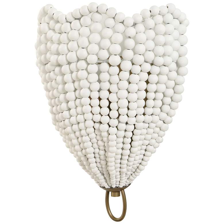 Image 3 Uttermost Biddeford 14" High White Wood Beaded 1-Light Sconce more views