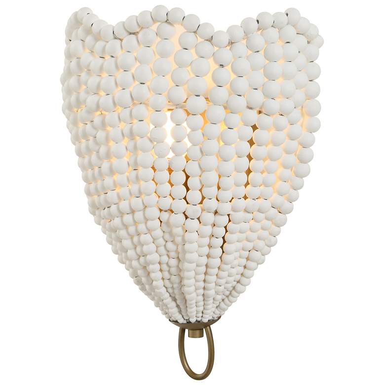 Image 4 Uttermost Biddeford 14" High White Wood Beaded 1-Light Sconce more views