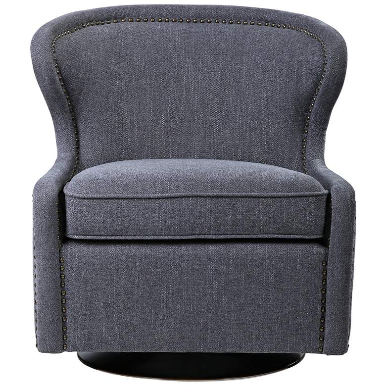 Uttermost Biscay Dark Charcoal Gray Swivel Chair