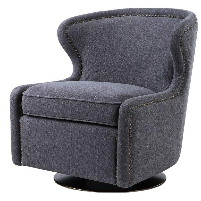 Image 3 Uttermost Biscay Dark Charcoal Gray Swivel Chair more views