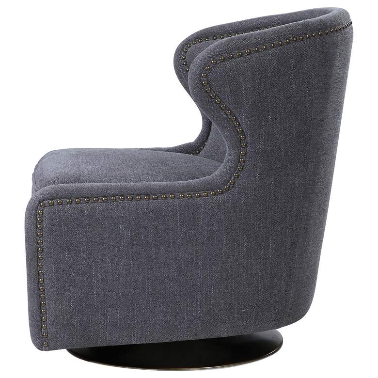 Image 4 Uttermost Biscay Dark Charcoal Gray Swivel Chair more views
