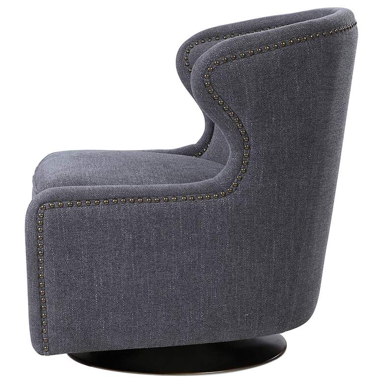 Image 5 Uttermost Biscay Dark Charcoal Gray Swivel Chair more views