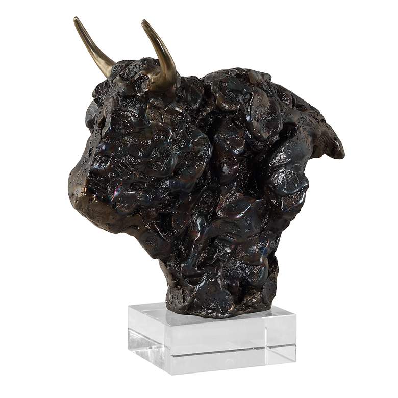Image 2 Uttermost Bison Bust 13" High Tarnished Bronze Statue