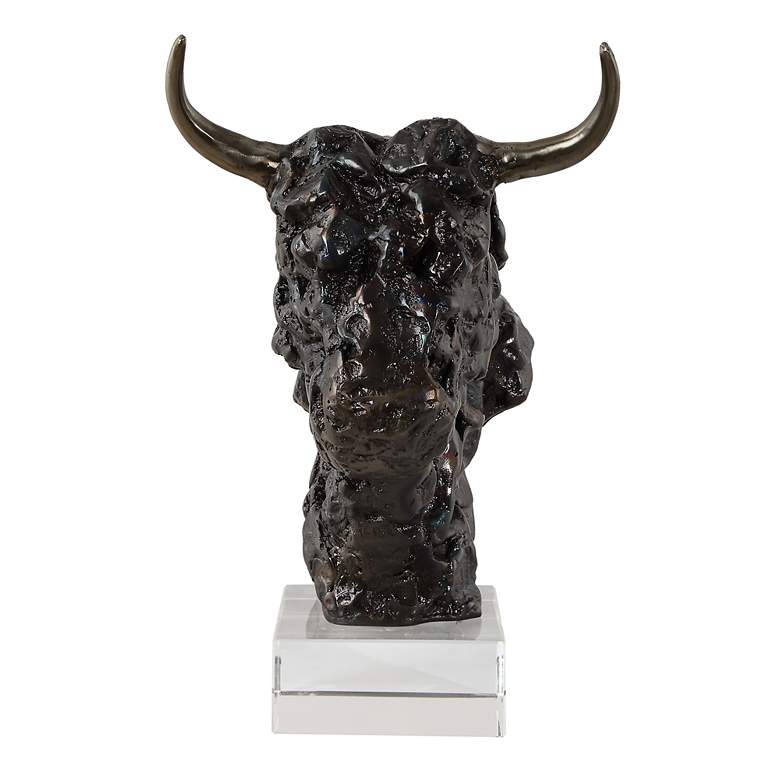 Image 4 Uttermost Bison Bust 13" High Tarnished Bronze Statue more views