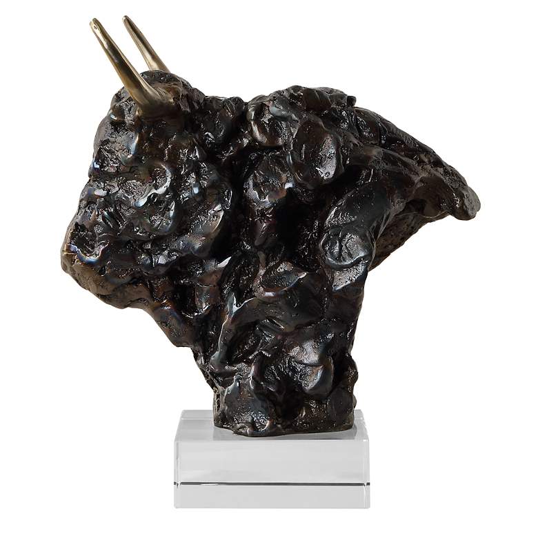 Image 5 Uttermost Bison Bust 13" High Tarnished Bronze Statue more views