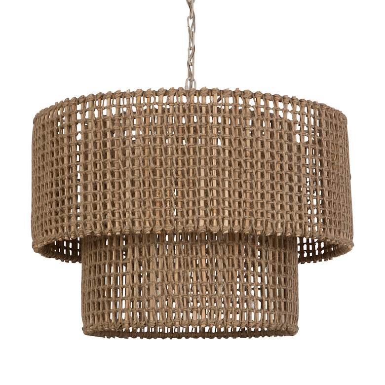 Image 3 Uttermost Biswas 24" Wide Natural Jute Drum Pendant Light more views