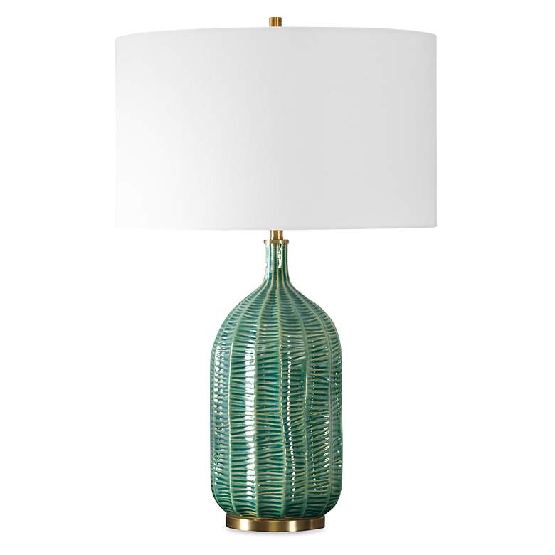 Image 4 Uttermost Bixby 24 1/2" Modern Hunter Green Glaze Ceramic Table Lamp more views