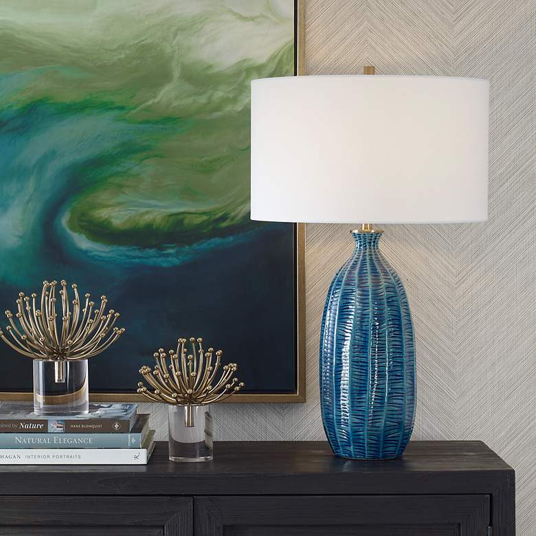 Image 1 Uttermost Bixby 28 3/4" Coastal Modern Blue Ceramic Table Lamp