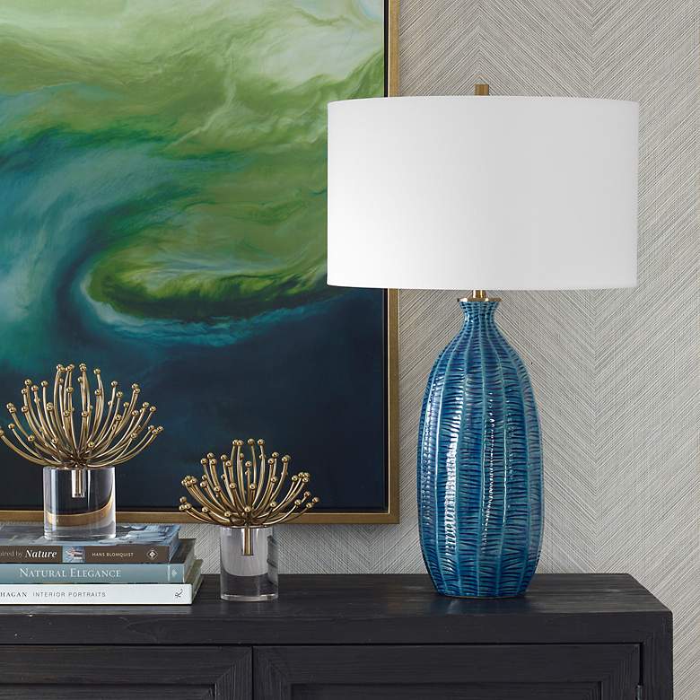 Image 3 Uttermost Bixby 28 3/4" Coastal Modern Blue Ceramic Table Lamp more views