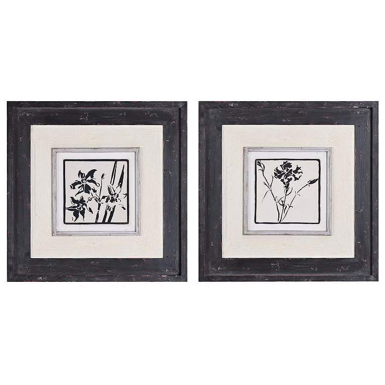 Image 1 Uttermost Black and White 22 inch Square Floral Wall Art