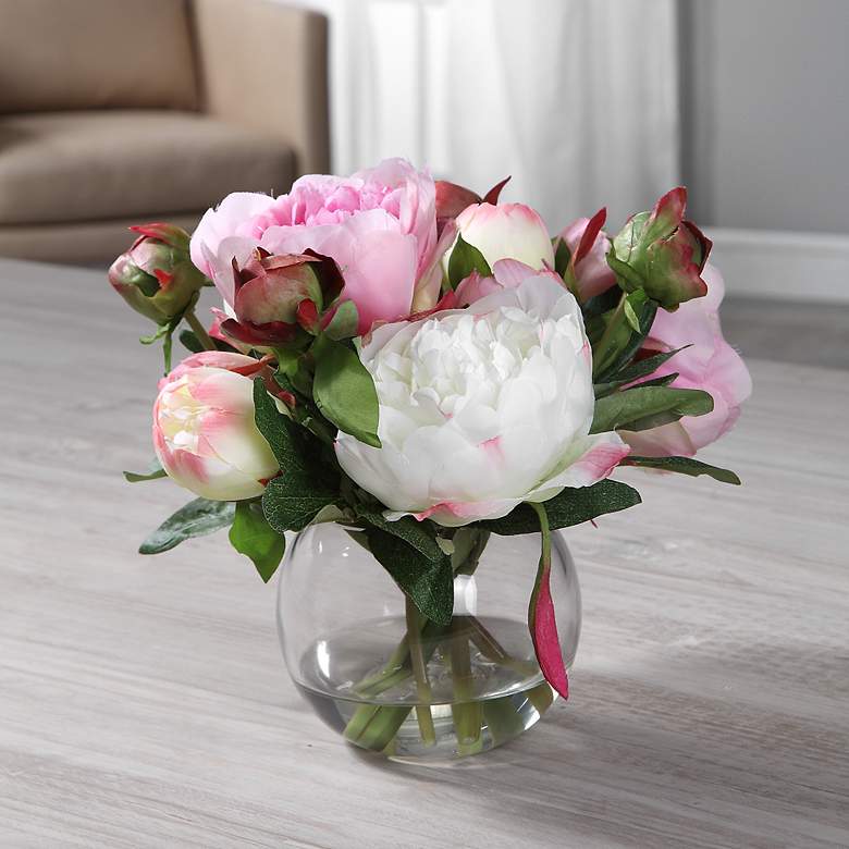 Image 6 Uttermost Blaire Peony 8.5-in High Faux Bouquet more views