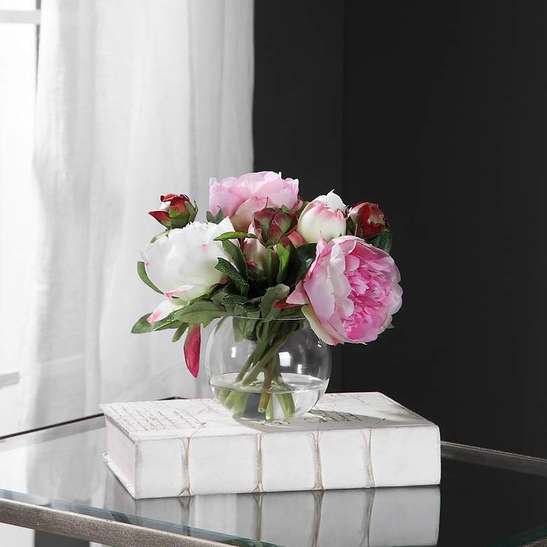 Image 7 Uttermost Blaire Peony 8.5-in High Faux Bouquet more views
