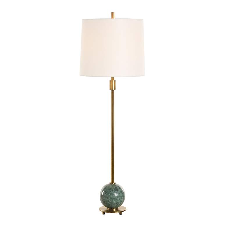 Image 1 Uttermost Bledel 36 1/4" High Brass and Green Marble Buffet Lamp